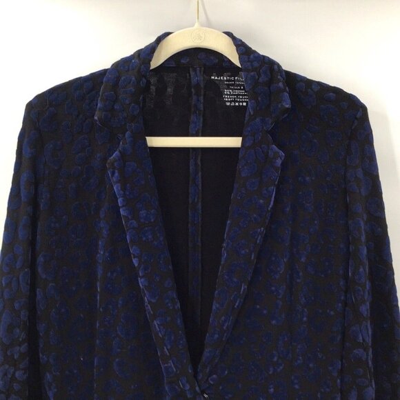 Majestic Filatures Women's Sz 2/Small Velvet Leopard Print One Button Blazer - Picture 7 of 12